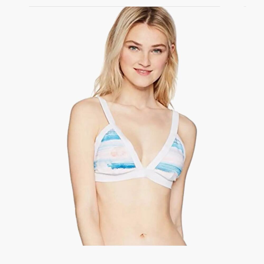 NWT RVCA Women's Standard Washed Lines Triangle Bikini Top Size L